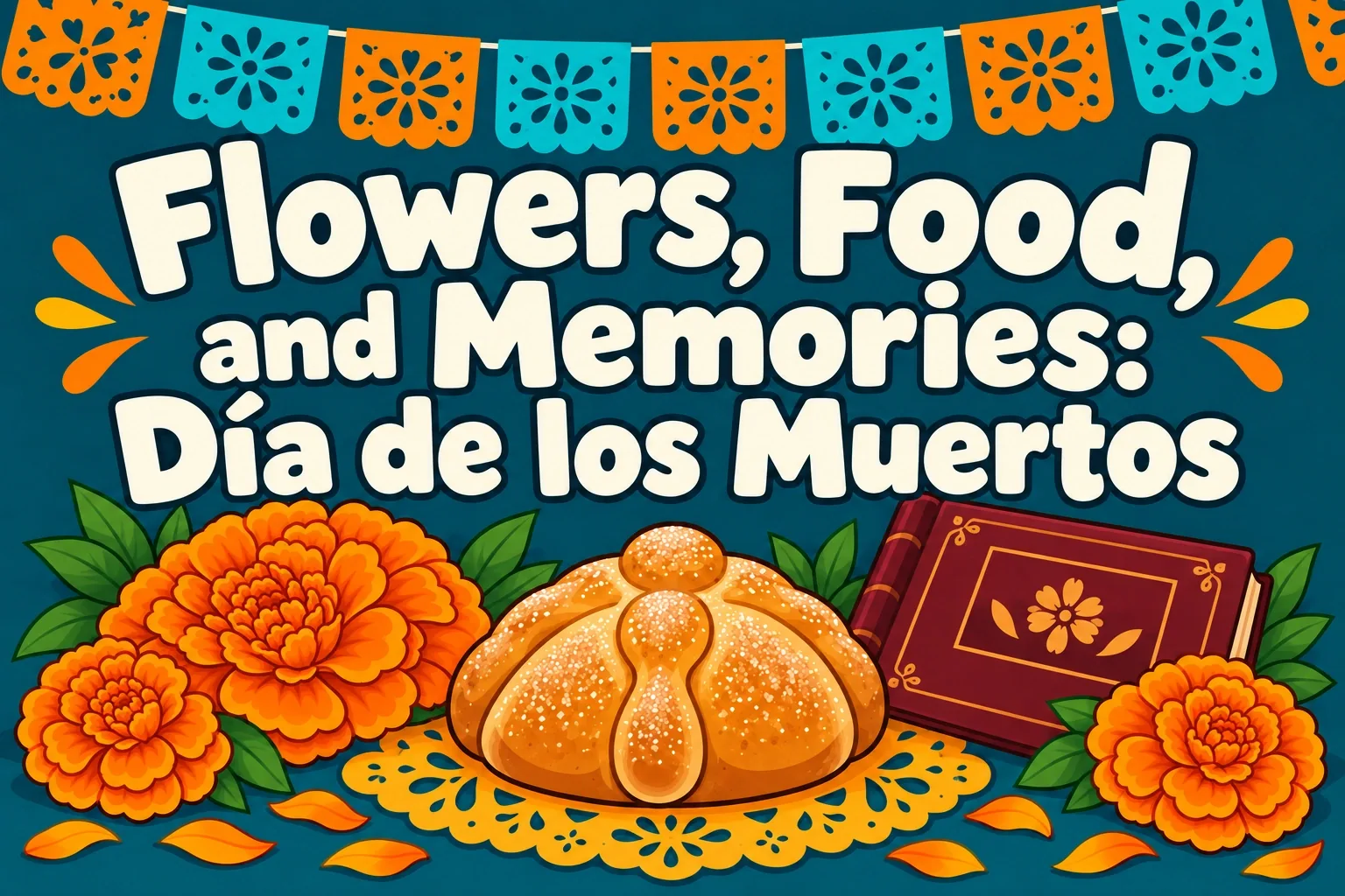 Cover of Flowers, Food, and Memories: Día de los Muertos
